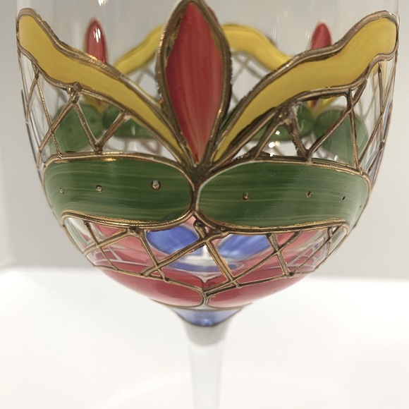 Orleans Romanian Crystal Wine Glasses Colorful Vibrant Hand-Painted Set of 4 - Picture 6 of 13